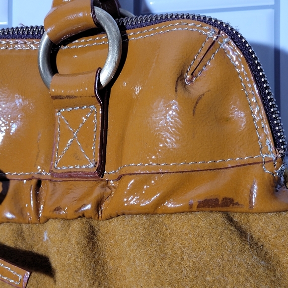 SOFIA C. Made in Italy  Leather Wool Satchel Purse Medium Size - Picture 4 of 10